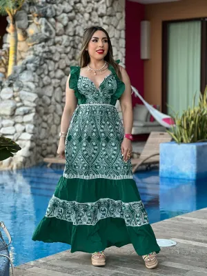 Green Crochet Maxi Dress