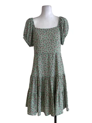 Green Floral Gingham Dress