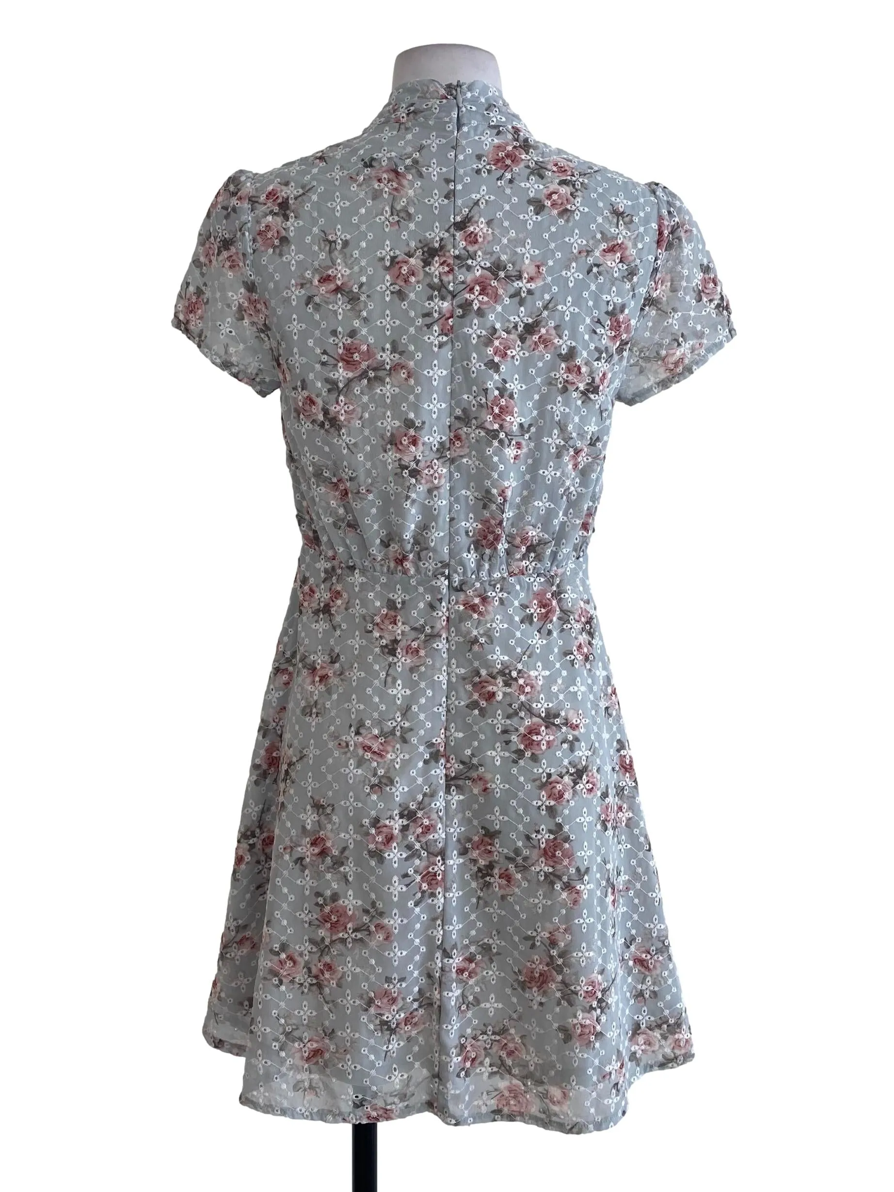 Grey Floral A Line Dress