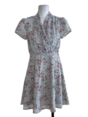 Grey Floral A Line Dress