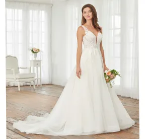Hand-Beaded And Lace A-Line Gown In Ivory Ivory Nude