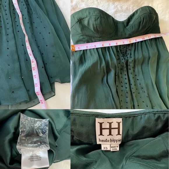 Haute Hippie Silk Strapless mini Dress EMBELLISHED