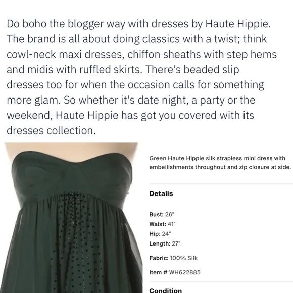 Haute Hippie Silk Strapless mini Dress EMBELLISHED