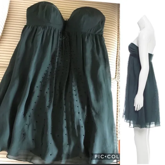 Haute Hippie Silk Strapless mini Dress EMBELLISHED