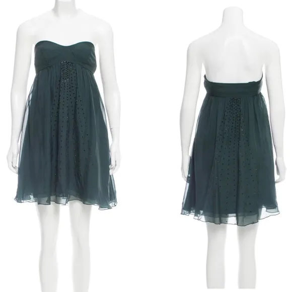 Haute Hippie Silk Strapless mini Dress EMBELLISHED