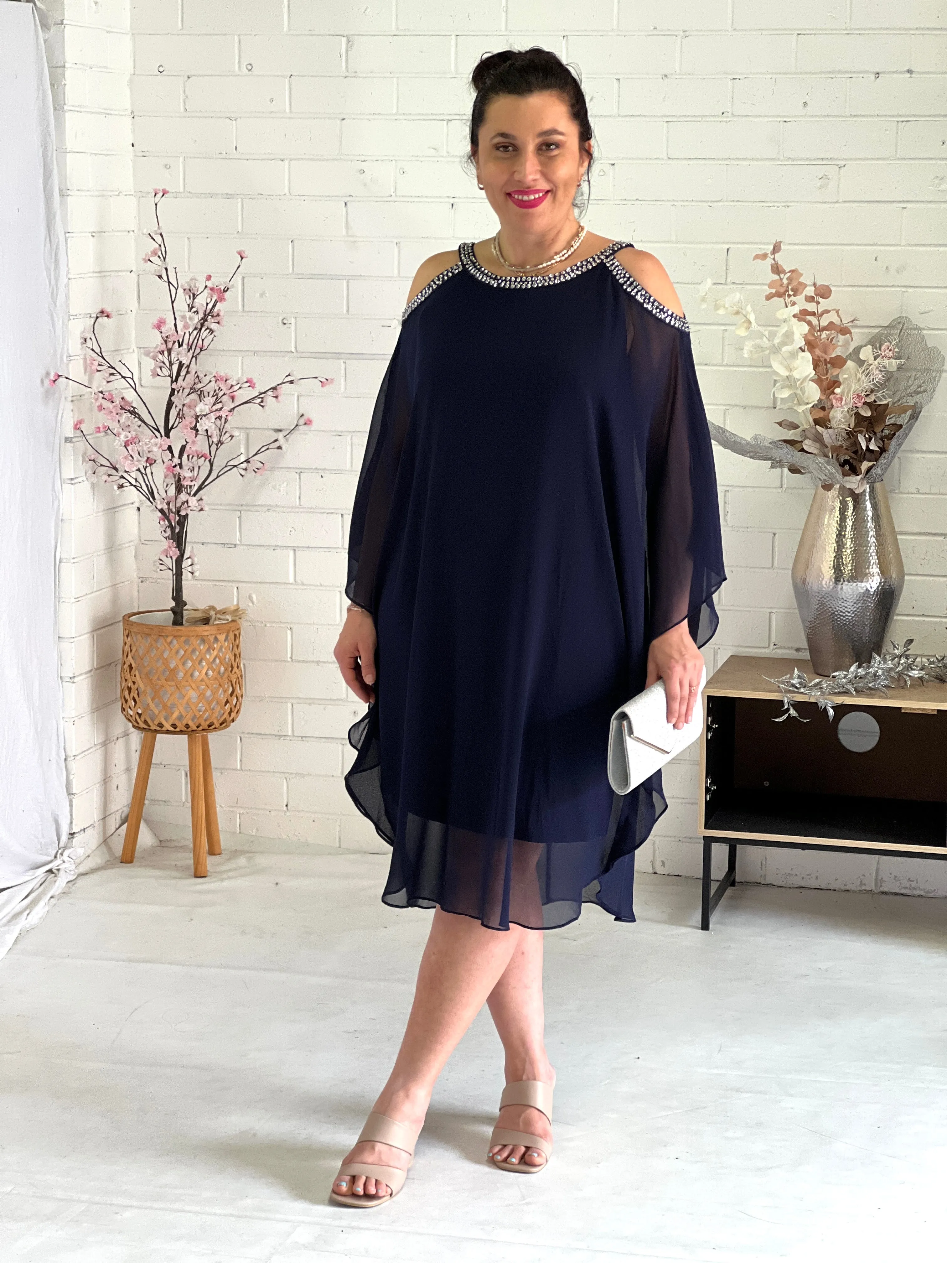 Hazel Navy Evening Dress