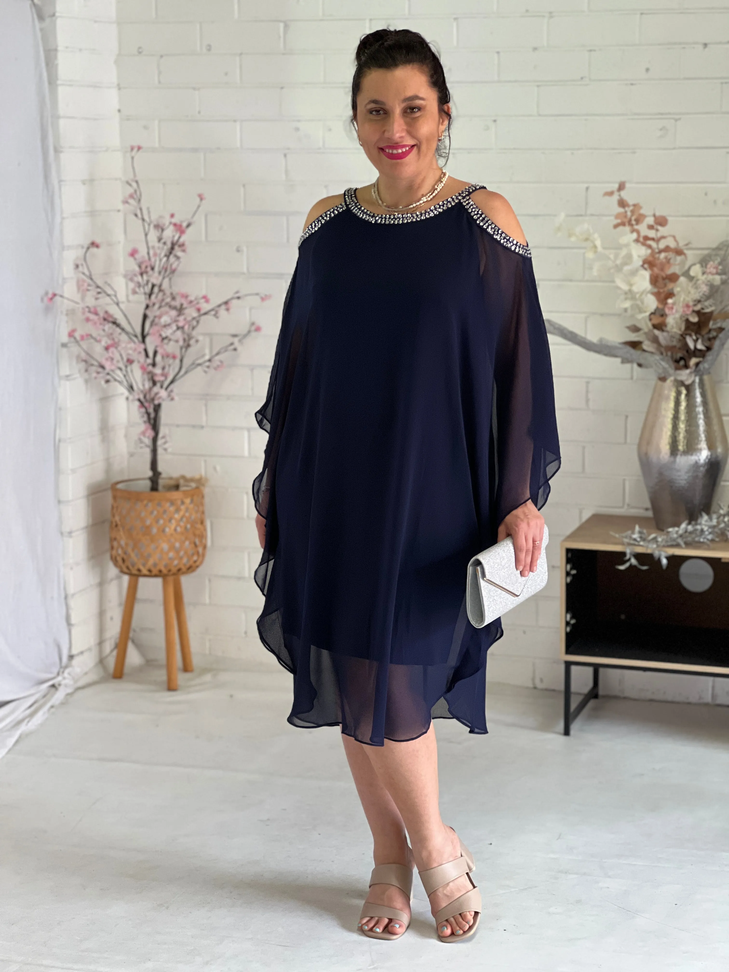 Hazel Navy Evening Dress
