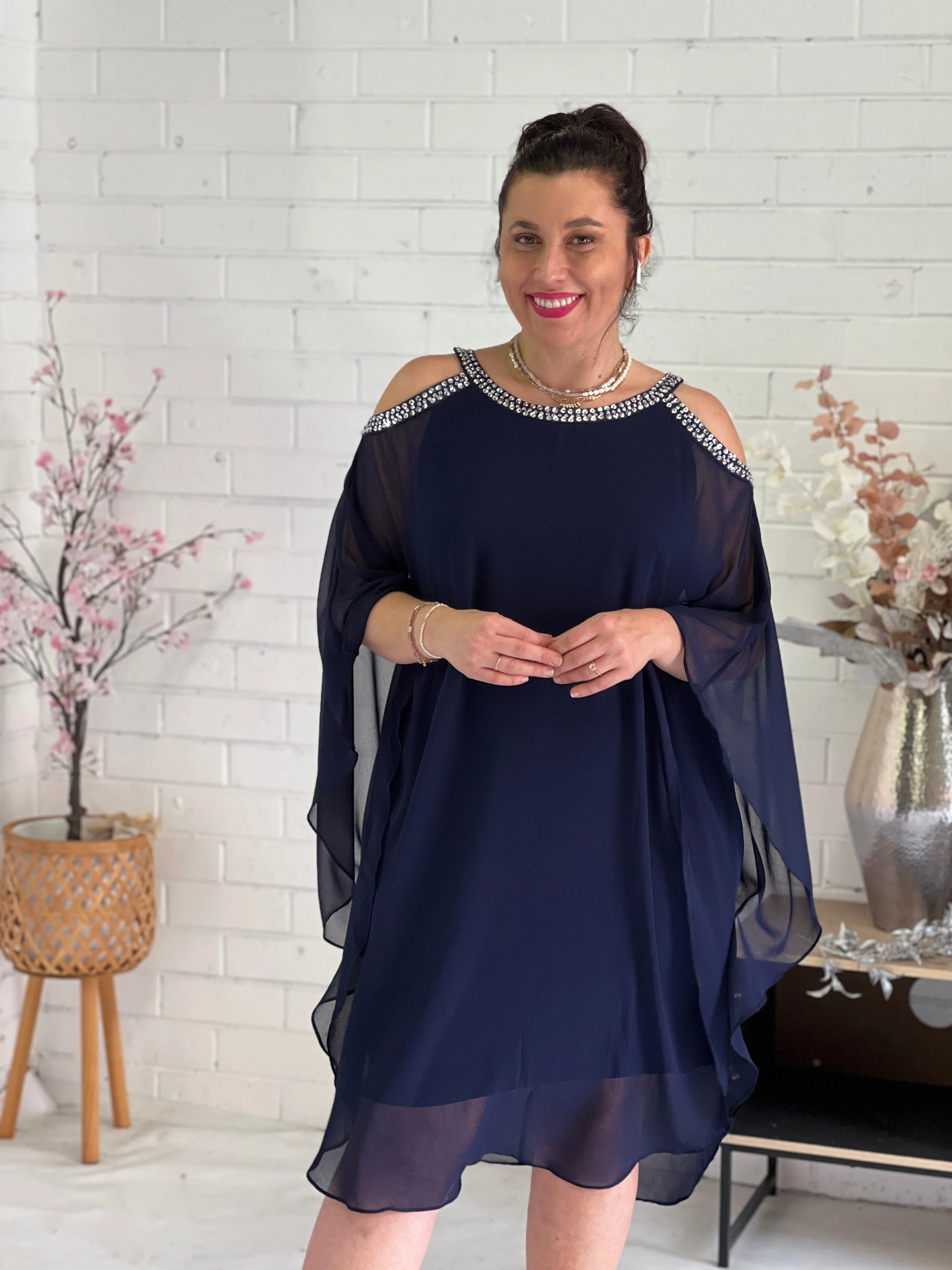 Hazel Navy Evening Dress