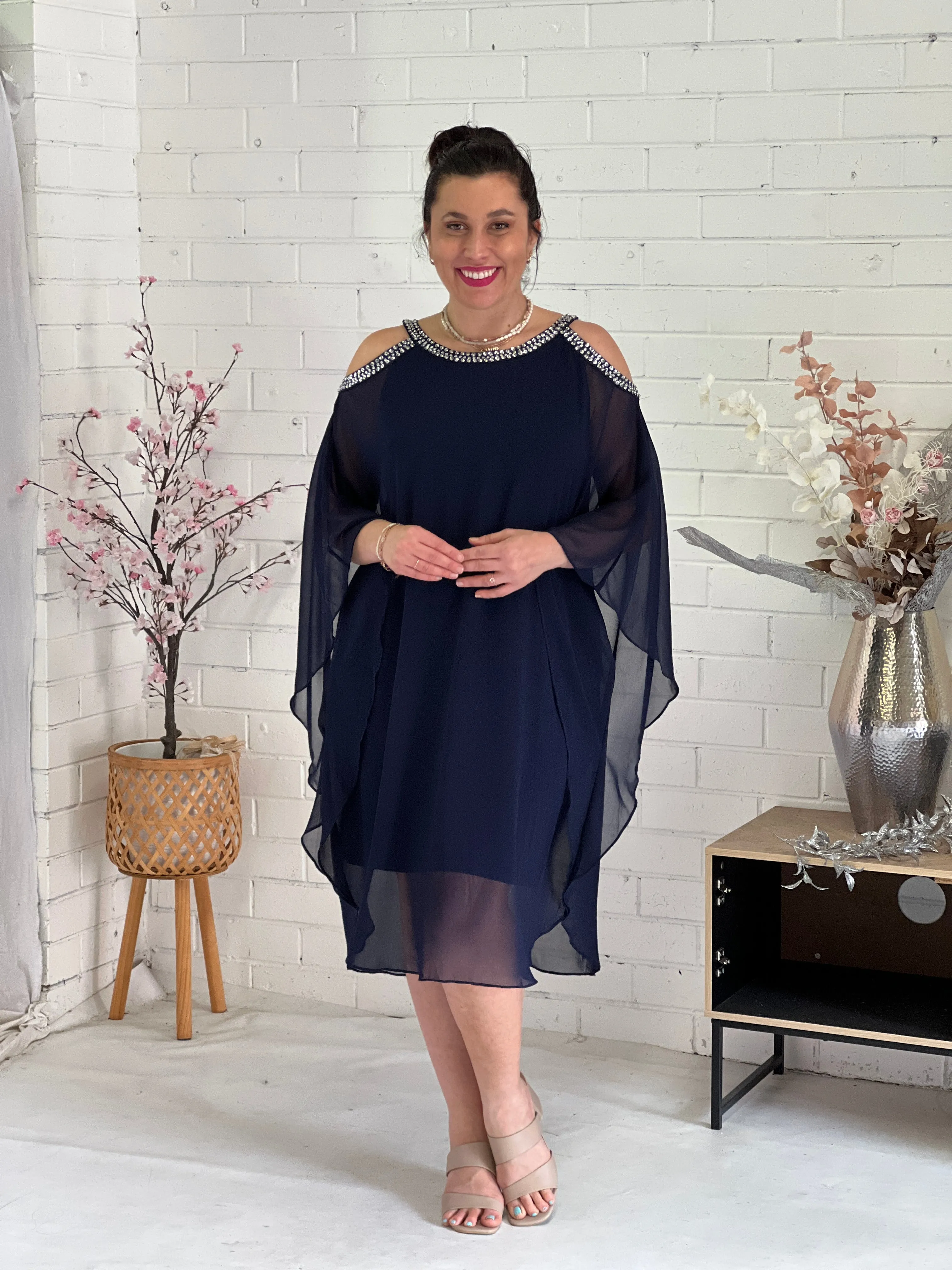 Hazel Navy Evening Dress