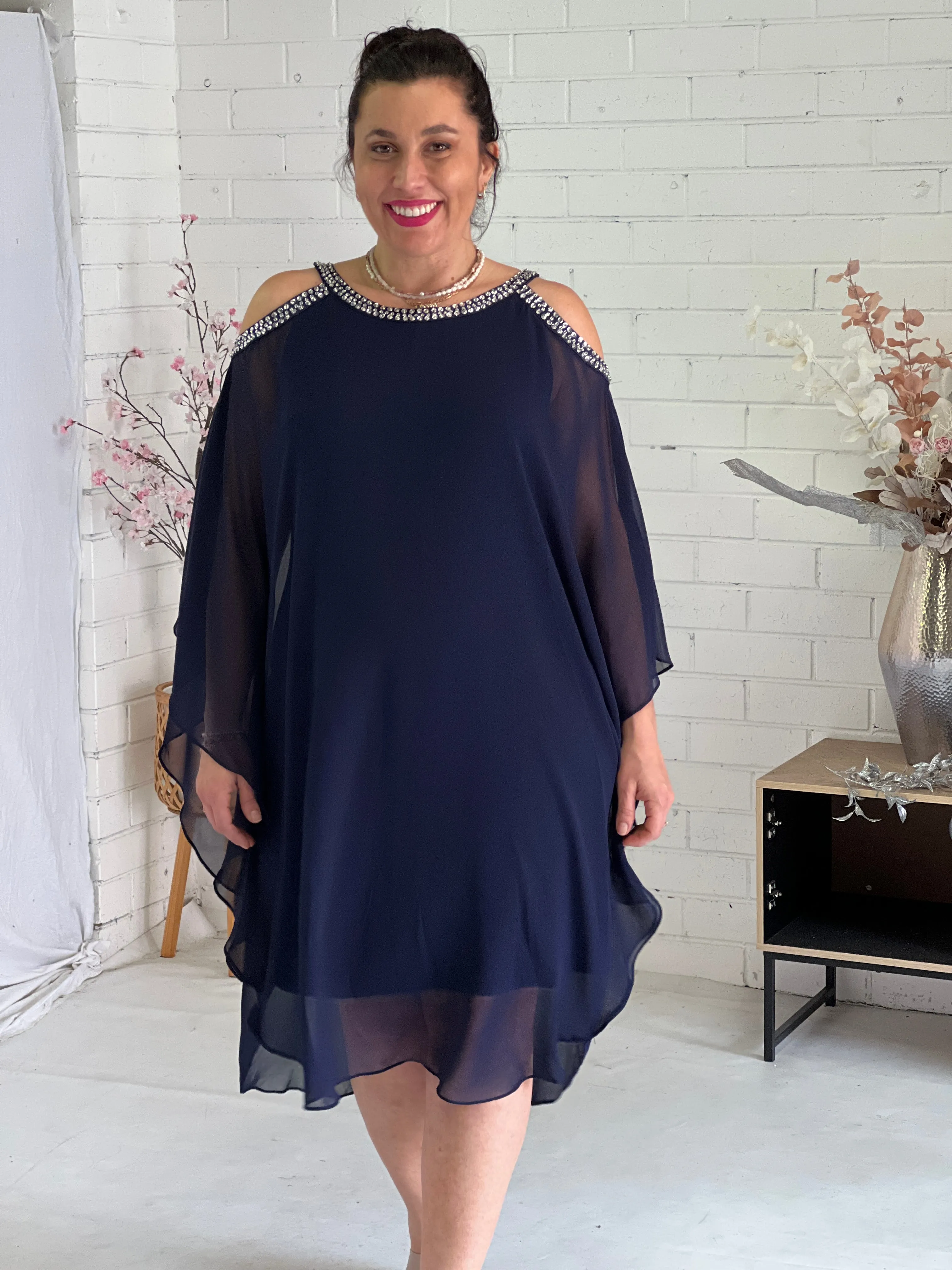 Hazel Navy Evening Dress