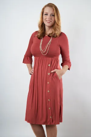 Head Of The Class Midi Dress With Button Detail