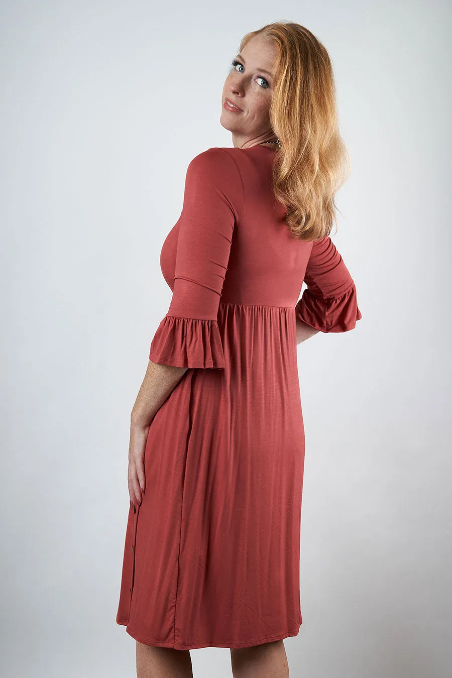 Head Of The Class Midi Dress With Button Detail
