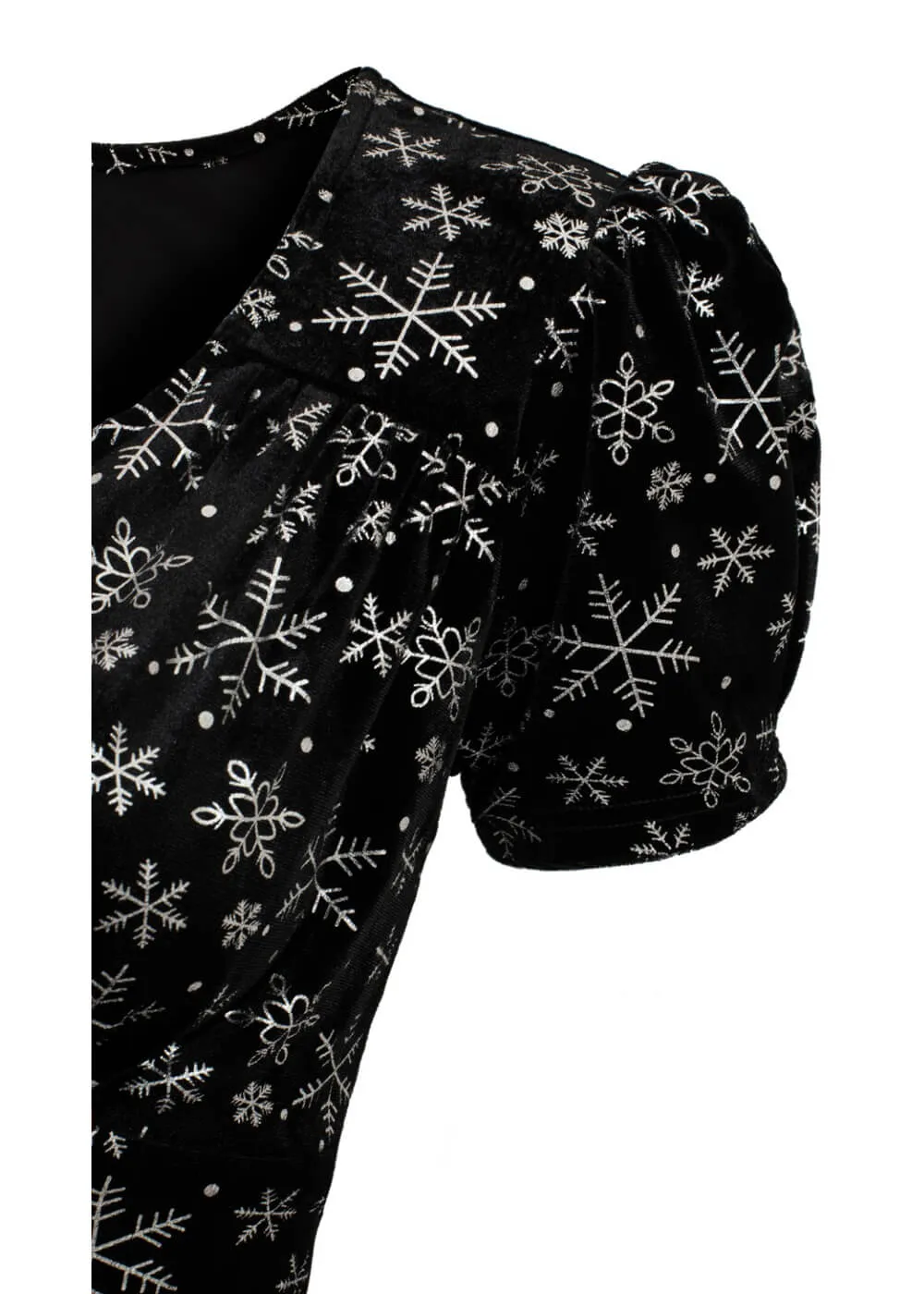 Hell Bunny Eve Snowflakes Velvet 40's A-Line Dress Black