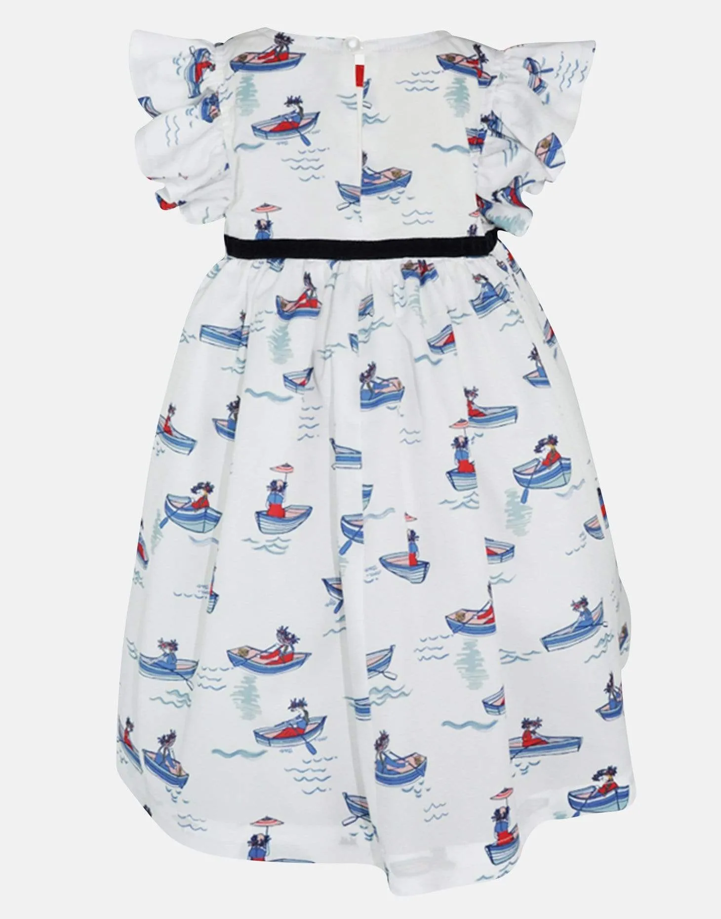 Henrietta: White boat print empire line dress