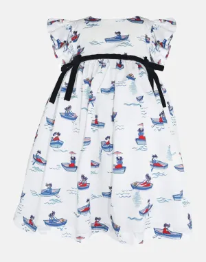 Henrietta: White boat print empire line dress