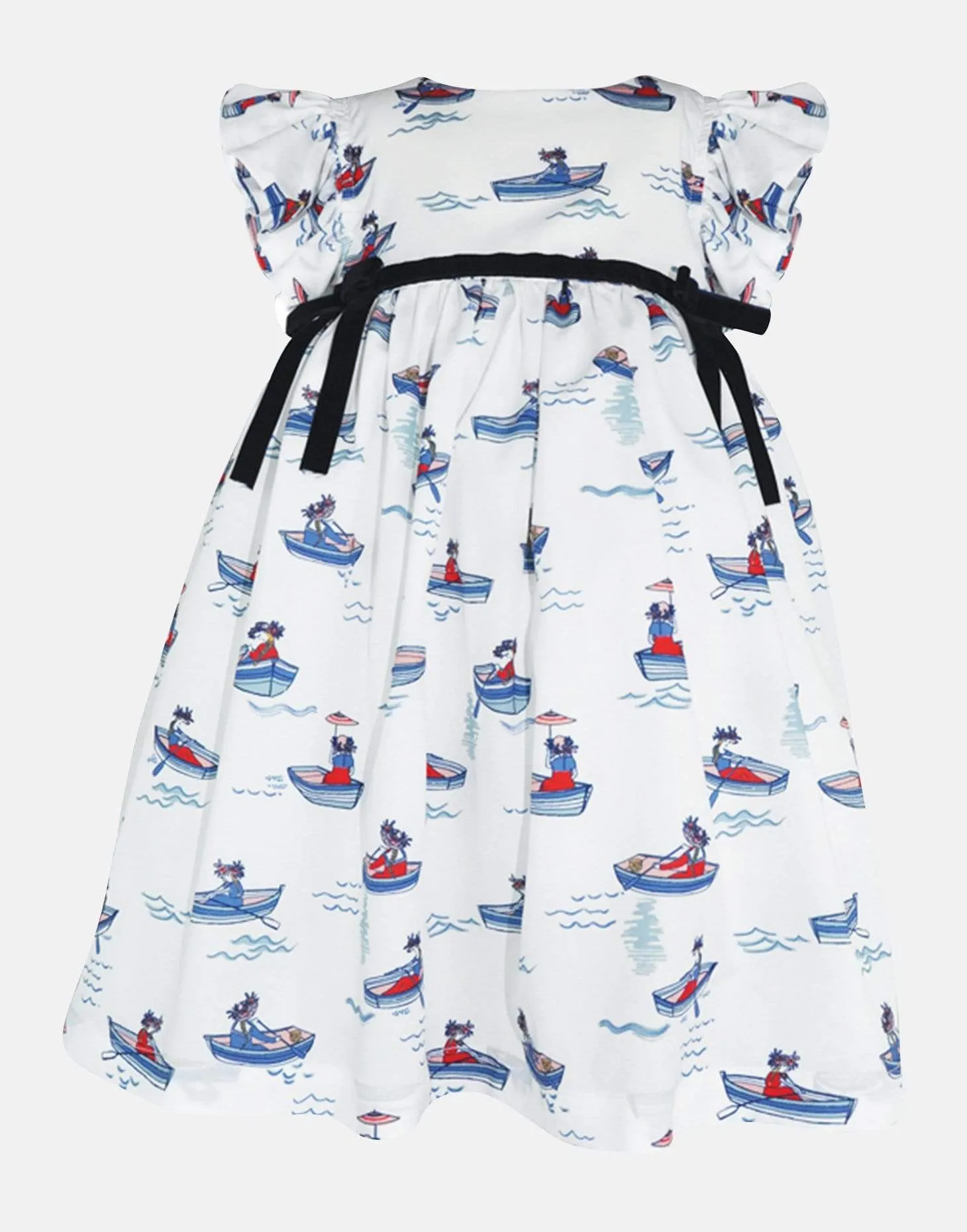 Henrietta: White boat print empire line dress