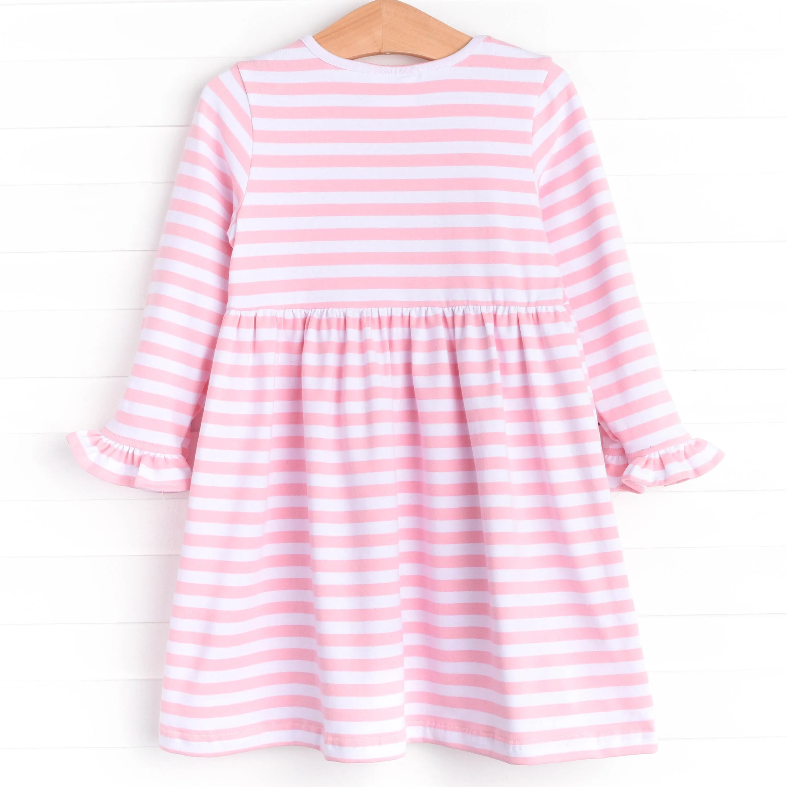 Holiday Favorite Trio Applique Dress, Pink Stripe