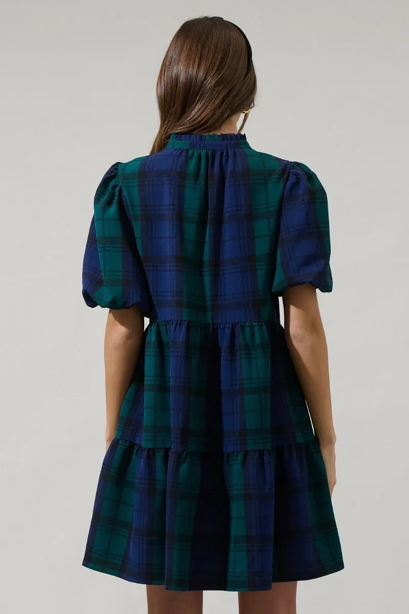 Hudson Plaid Babydoll Mini Dress
