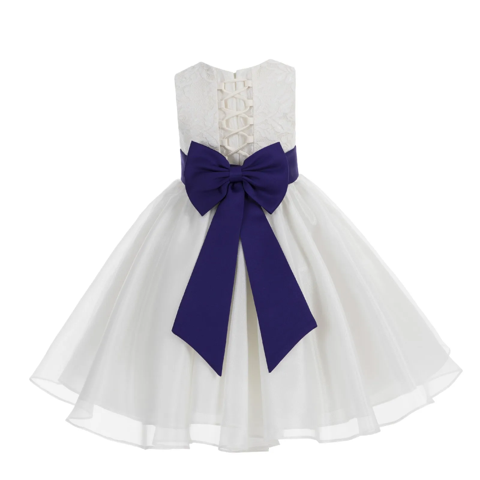 Ivory Lace Organza Flower Girl Dress Elegant Formal Junior Beauty Pageant Communion Baptism 186T(2)