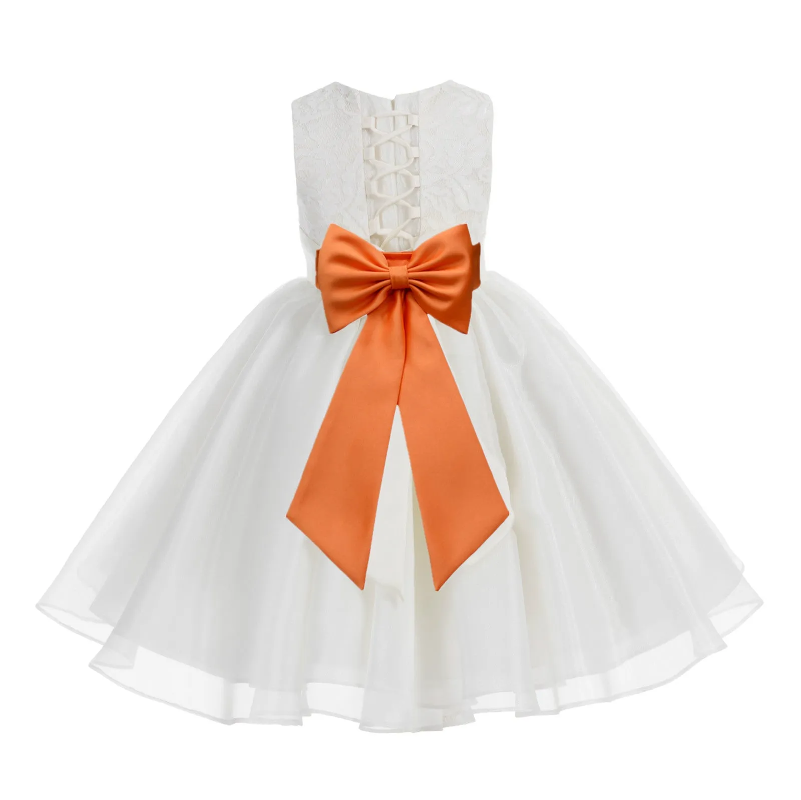 Ivory Lace Organza Flower Girl Dress Elegant Formal Junior Beauty Pageant Communion Baptism 186T(2)