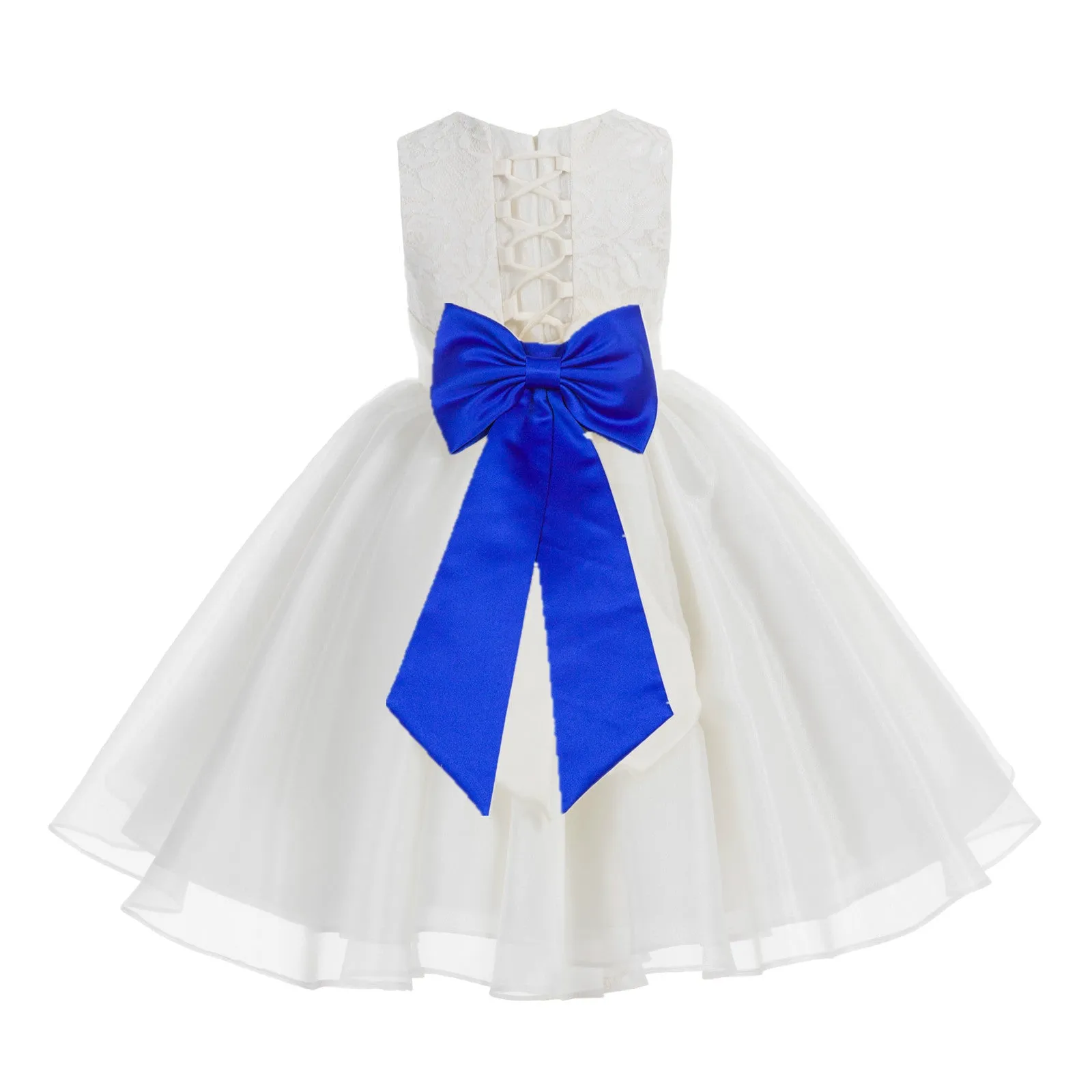 Ivory Lace Organza Flower Girl Dress Elegant Formal Junior Beauty Pageant Communion Baptism 186T(2)