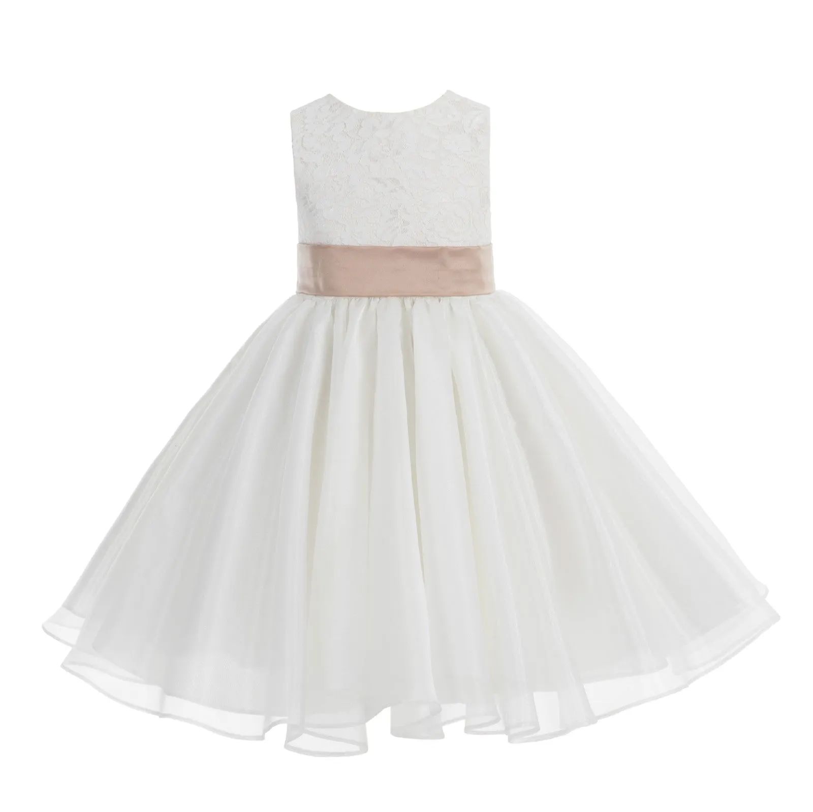 Ivory Lace Organza Flower Girl Dress Elegant Formal Junior Beauty Pageant Communion Baptism 186T(2)