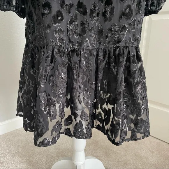 J Crew Flutter Hem Drop Waist Leopard Print Shimmer Velvet Burnout Dress Sz 2T