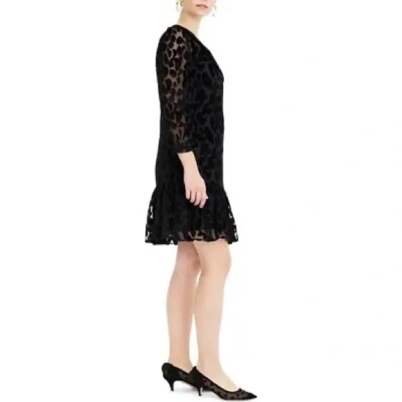 J Crew Flutter Hem Drop Waist Leopard Print Shimmer Velvet Burnout Dress Sz 2T