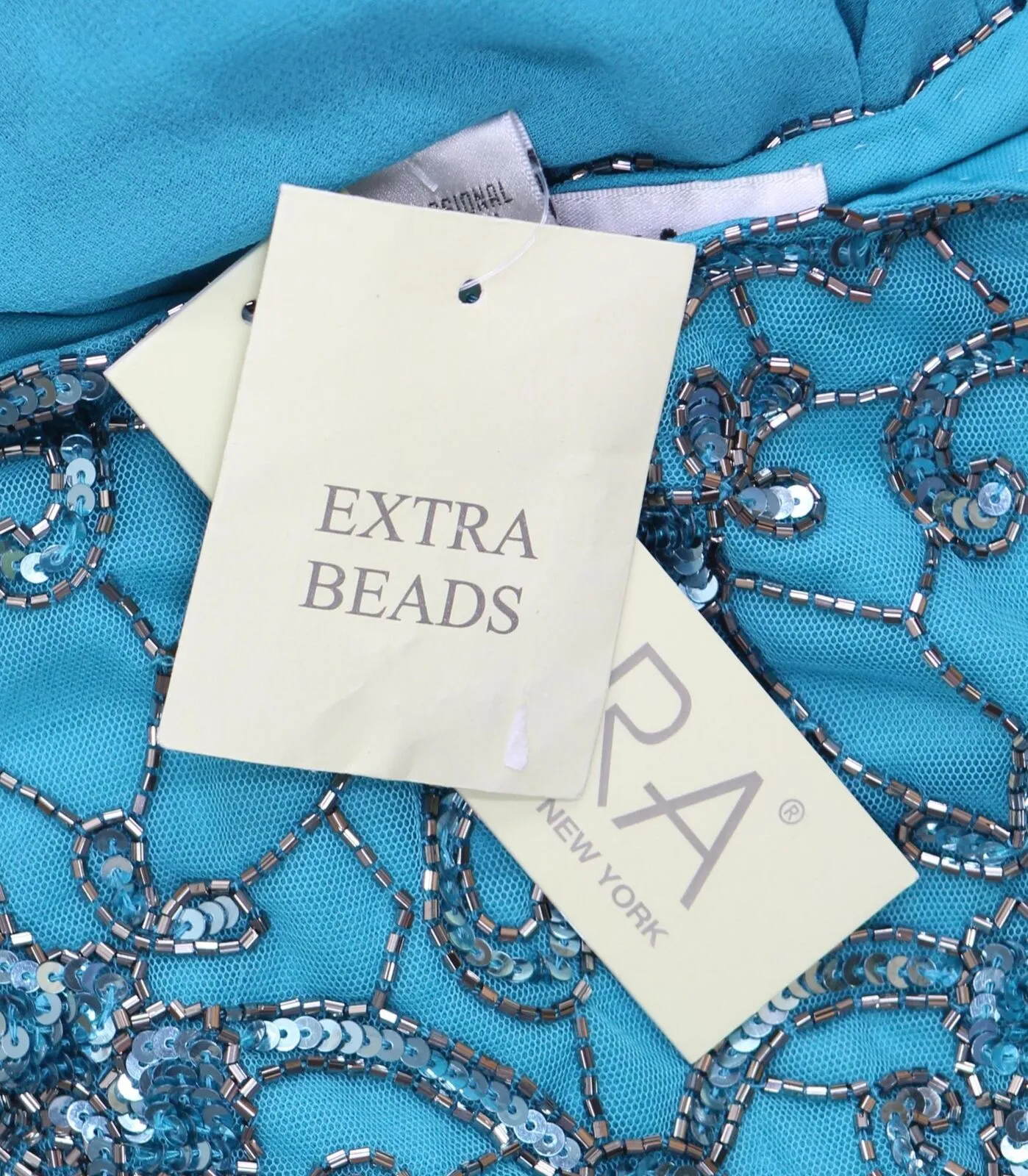 JKara Women's Petite Long Gown Embellished Dress Aqua Blue / Mercury 6P