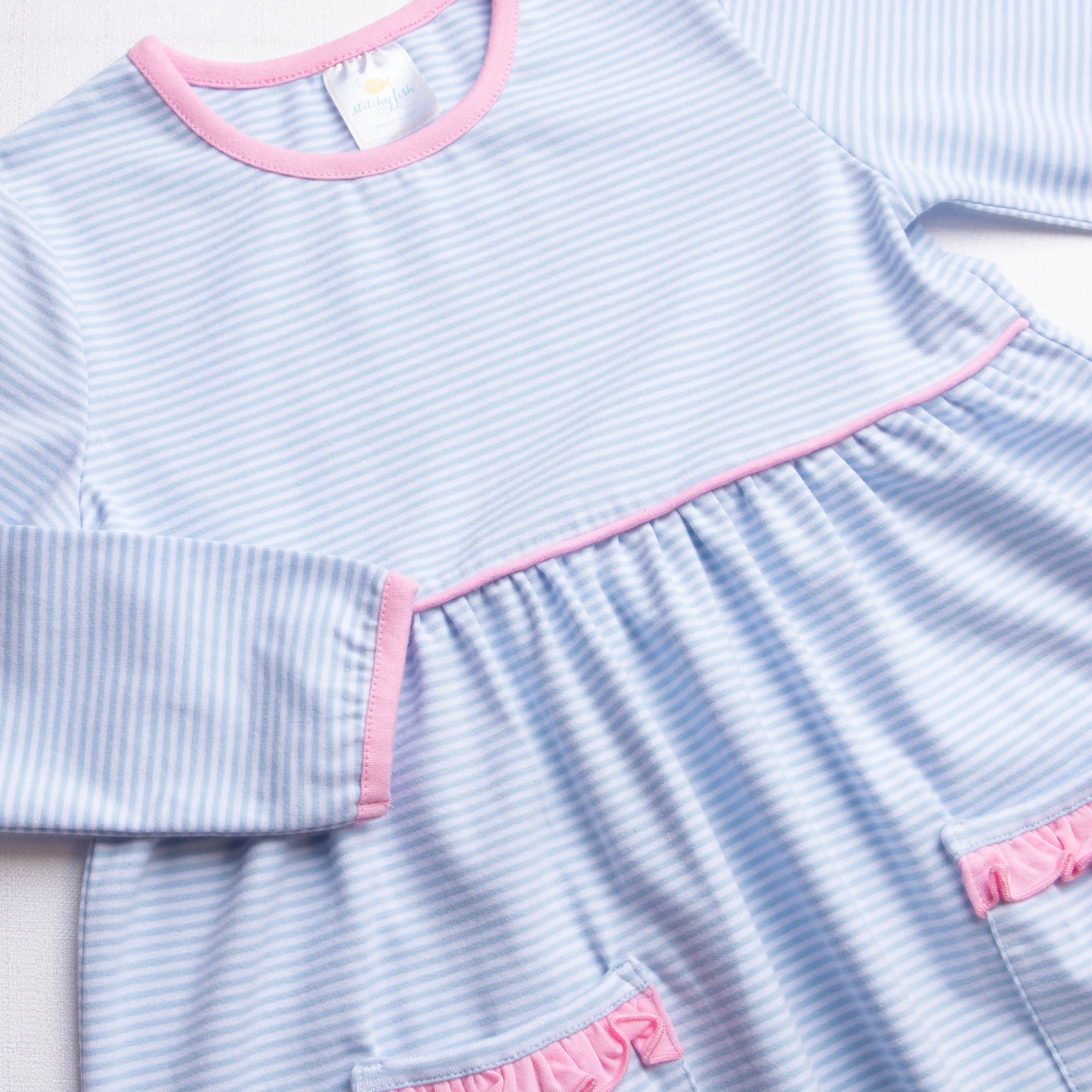 Josie Popover Dress, Blue Stripe
