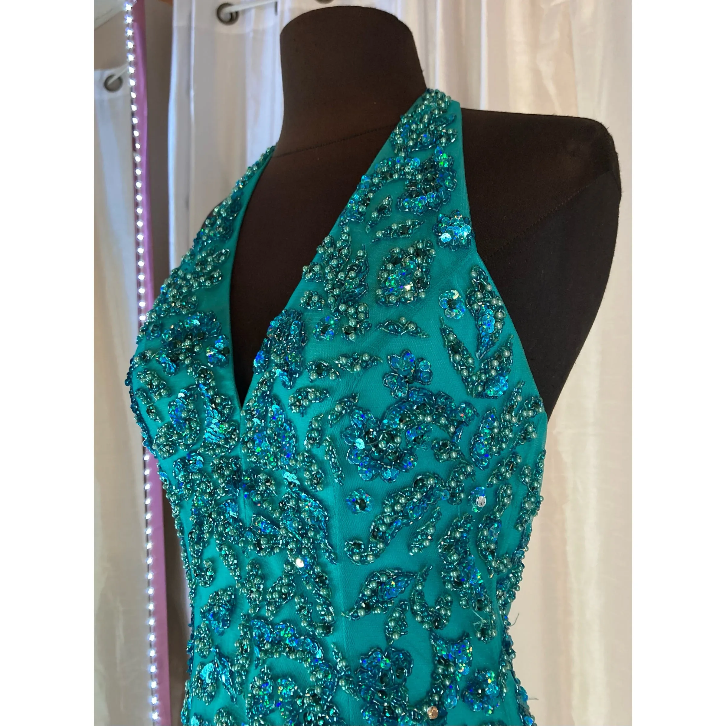 JOVANI Style 60726 Long Gown Aqua Size 4
