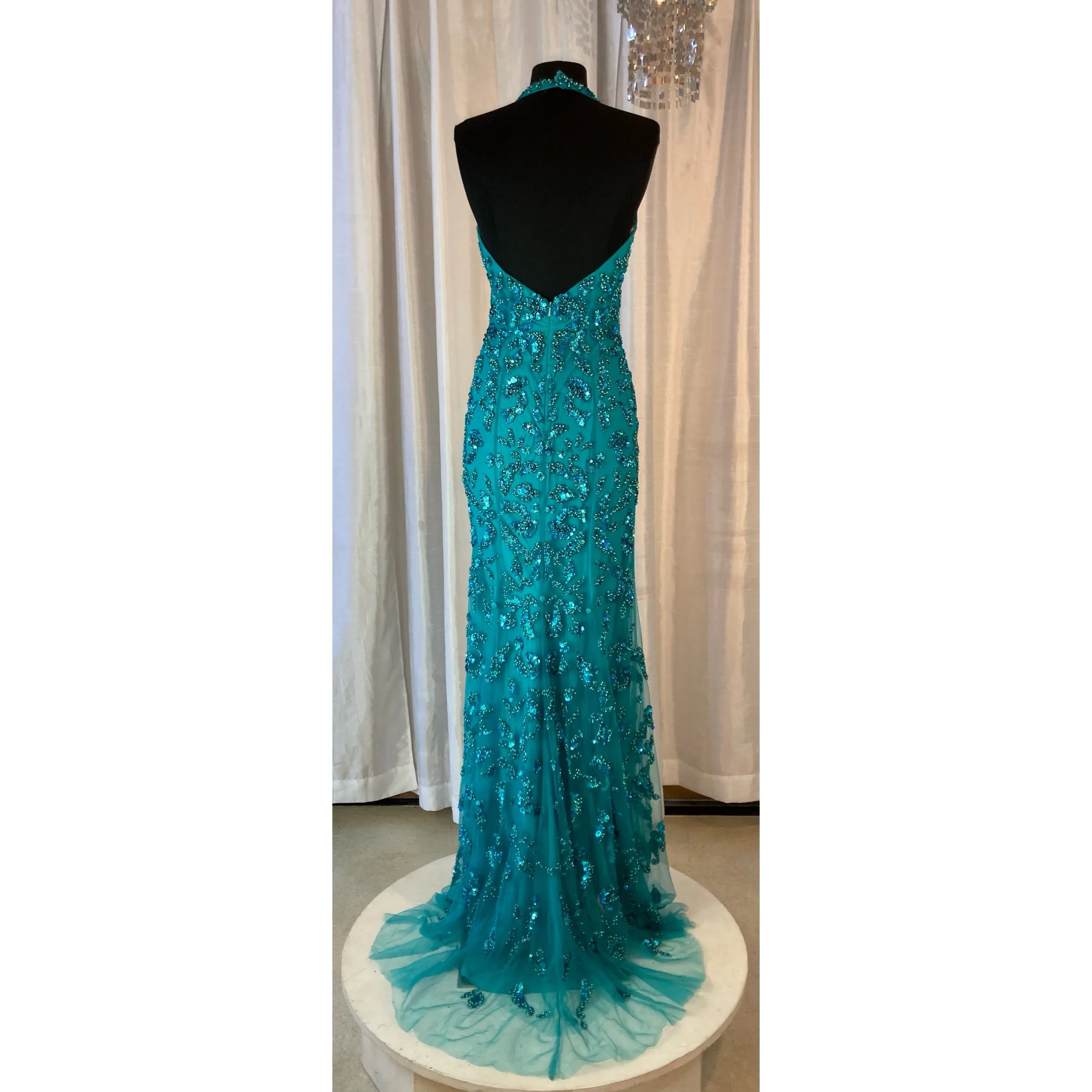 JOVANI Style 60726 Long Gown Aqua Size 4