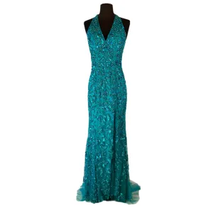 JOVANI Style 60726 Long Gown Aqua Size 4
