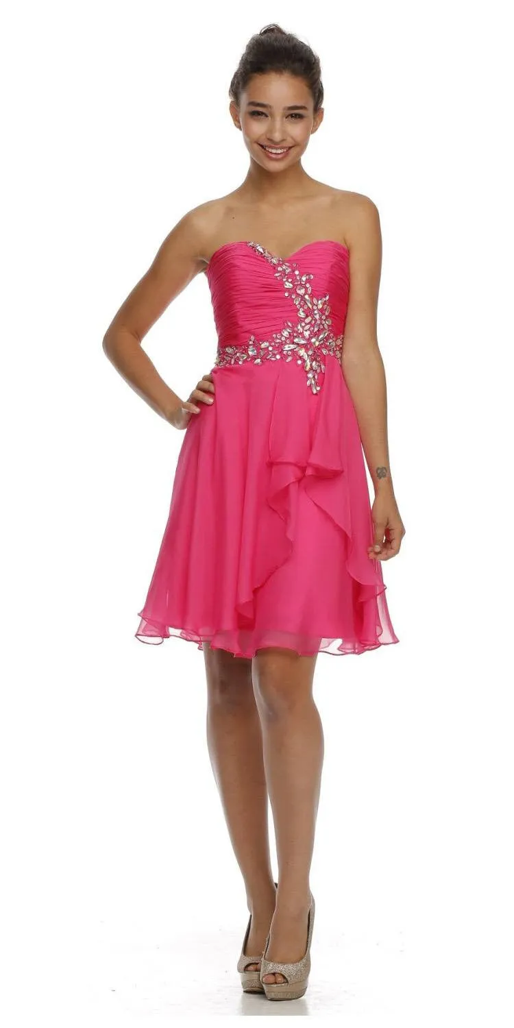 Juliet 741 Strapless Ruched Bodice Homecoming Short Dress