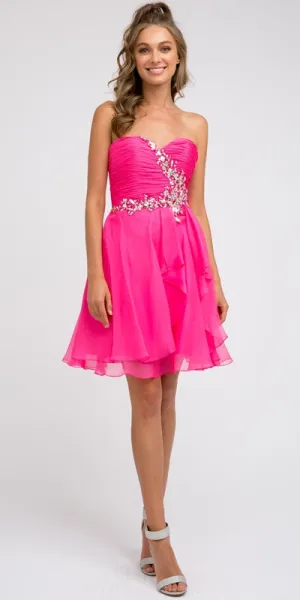 Juliet 741 Strapless Ruched Bodice Homecoming Short Dress