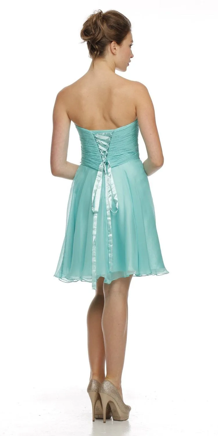 Juliet 741 Strapless Ruched Bodice Homecoming Short Dress