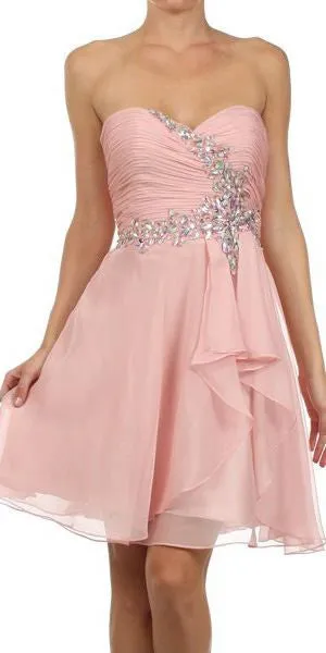 Juliet 741 Strapless Ruched Bodice Homecoming Short Dress