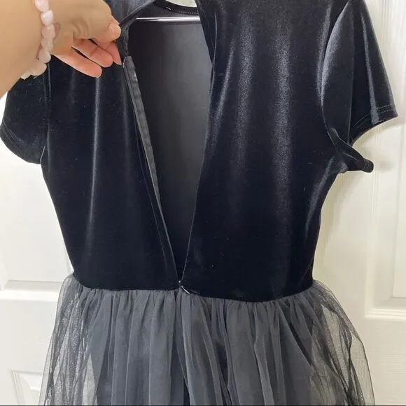 Junie Blake Tardis Black Velvet Dress With Black Tulle Skirt Goth Fairycore M