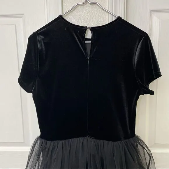 Junie Blake Tardis Black Velvet Dress With Black Tulle Skirt Goth Fairycore M