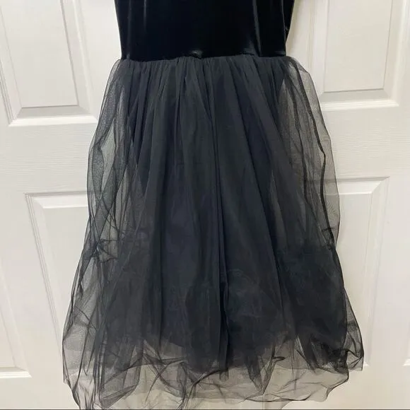 Junie Blake Tardis Black Velvet Dress With Black Tulle Skirt Goth Fairycore M