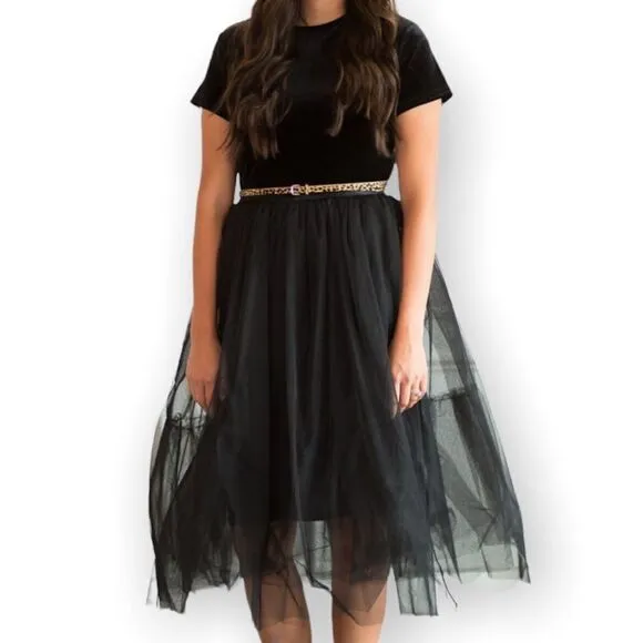 Junie Blake Tardis Black Velvet Dress With Black Tulle Skirt Goth Fairycore M