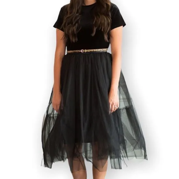 Junie Blake Tardis Black Velvet Dress With Black Tulle Skirt Goth Fairycore M