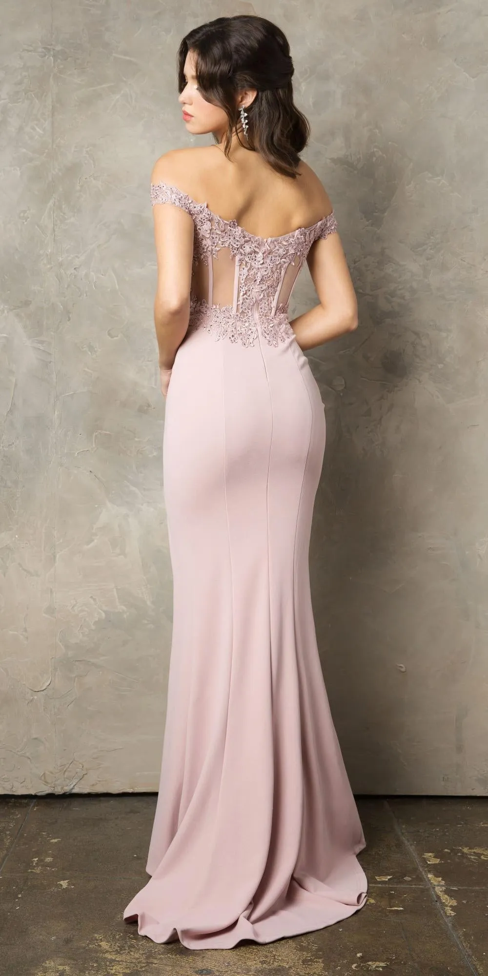 Juno 928 Off-Shoulder Mermaid Long Prom Dress with Slit