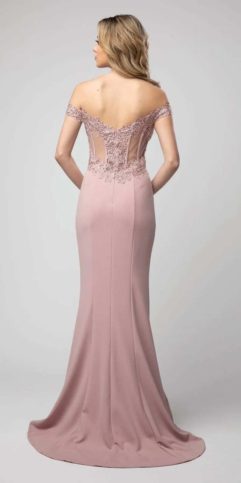 Juno 928 Off-Shoulder Mermaid Long Prom Dress with Slit