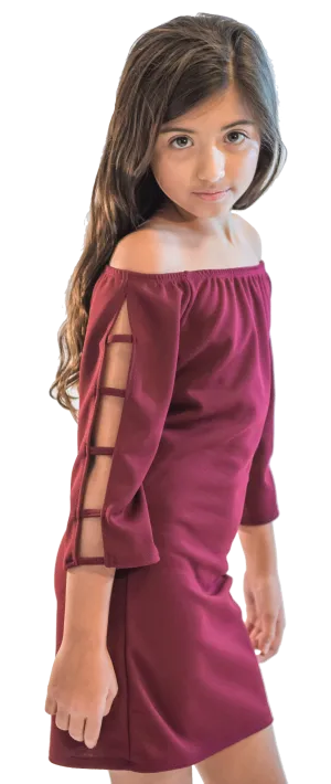 Kids Off the Shoulder Ladder Dress