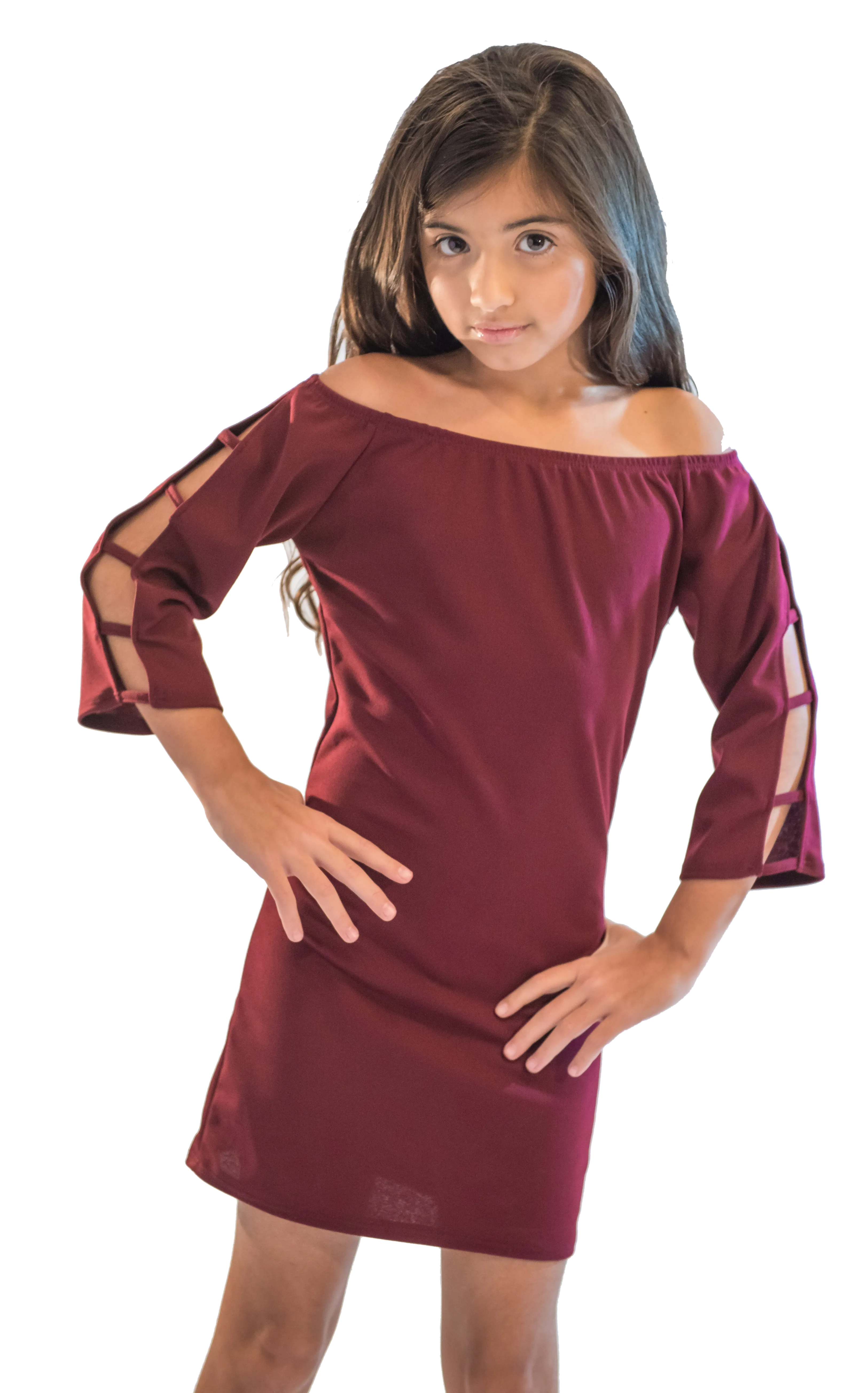 Kids Off the Shoulder Ladder Dress
