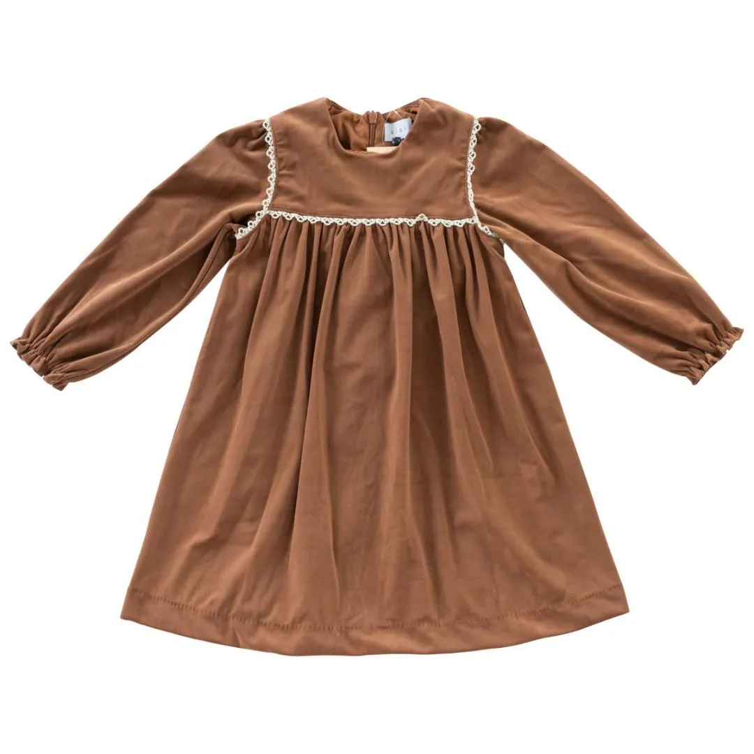 Klai Velvet Dress in Camel