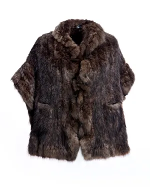 Knitted Sable Stole with Ruffle Trim