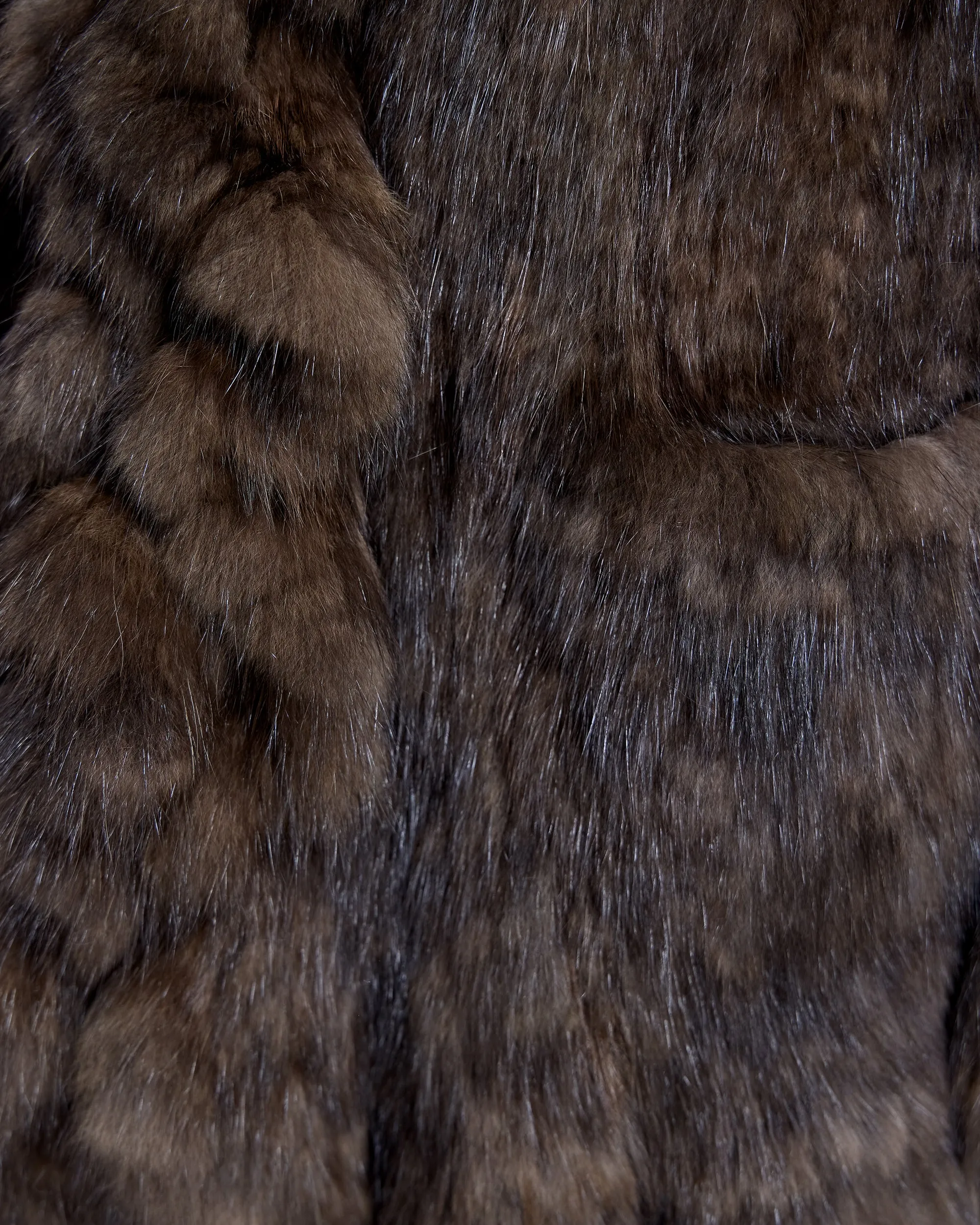 Knitted Sable Stole with Ruffle Trim