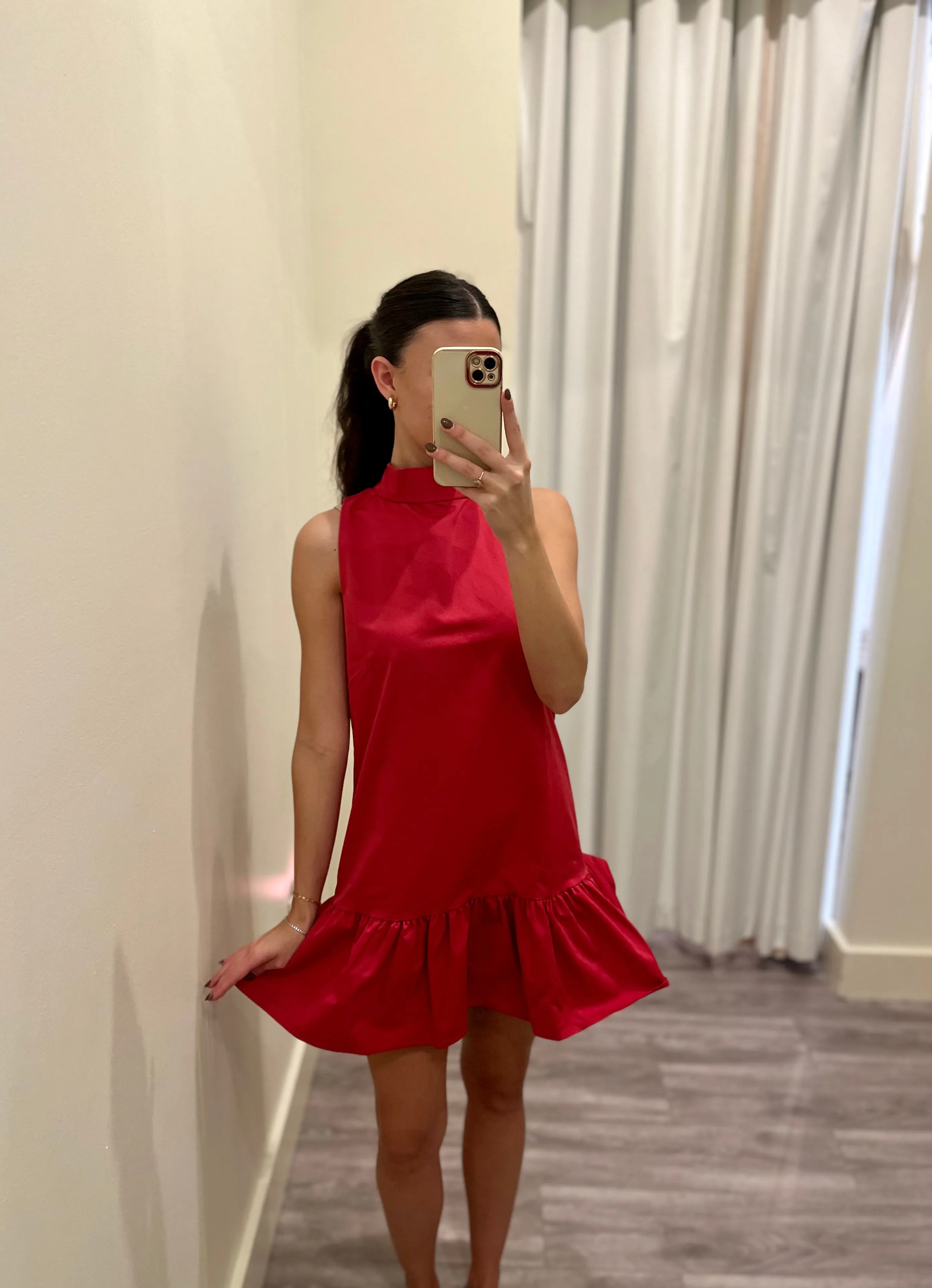 LA2207 red libba mini dress w/ ruffle